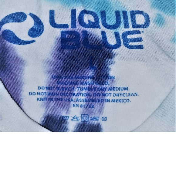 Grateful Dead Berha Steal Your Face Tie Dye Liquid Blue rock Official L NWT - Picture 4 of 6